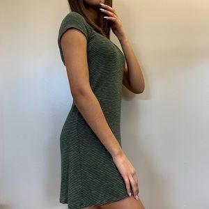 Green and black striped dress